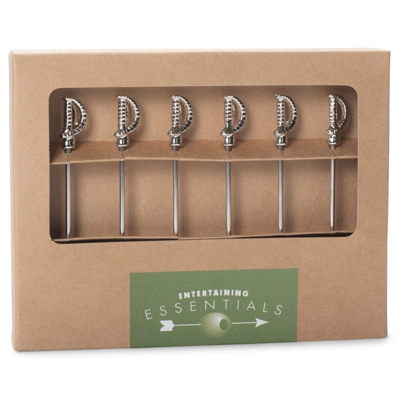 Cork Pops Stainless Steel 6-Inch Cocktail Pick Set â€“ Set of 6 Reusable Drink Picks for Garnishes, Appetizers & Entertaining, Arrow (Sword) - Image 3